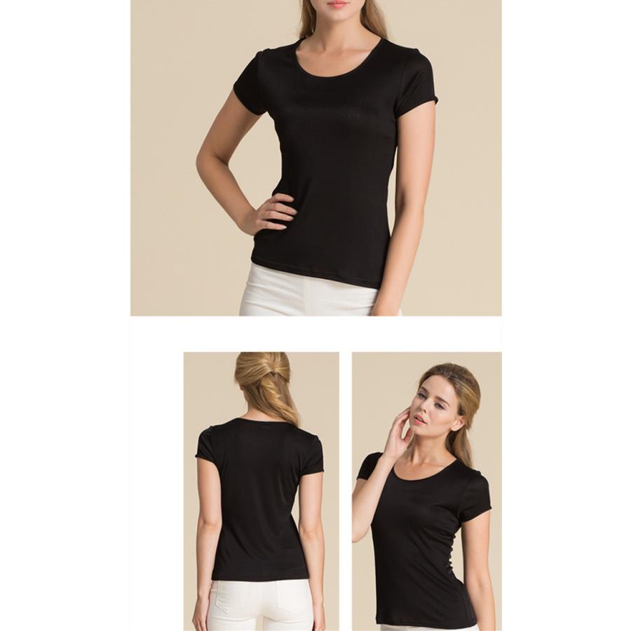 シルク30% tシャツ レディース シルク トップス 半袖 3分袖 PO