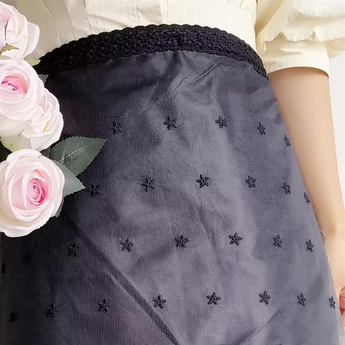 フラワー刺繍 エプロン ショート レディース 撥水裏地 シースルー 透け