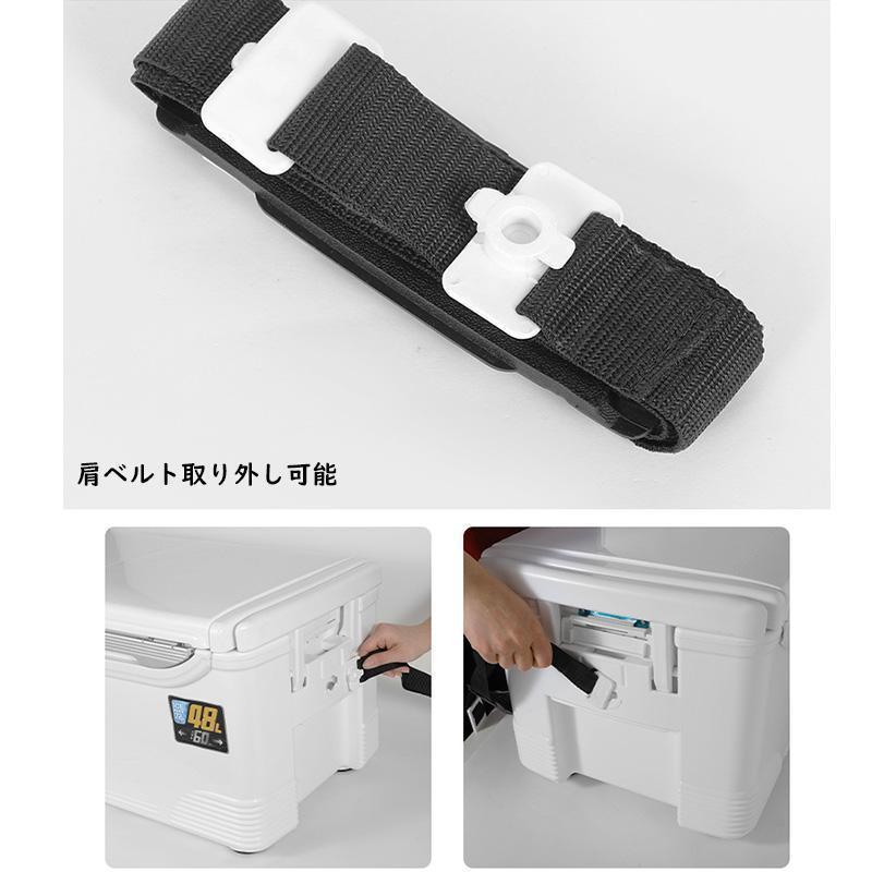 釣り用クーラーボックス 大容量13 18 32 48 60 70 85L 座れる頑丈マッスルボディ THKJ 防水 材 ハンドル 水栓 肩ベルト キャスター付き 釣り 保冷力72h 白 黒の画像