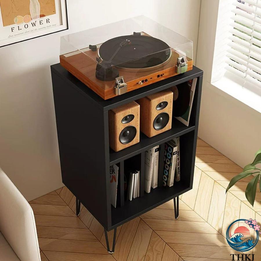 棚 レコードプレーヤースタンド レコードラック レコード棚 3段 レコードプレーヤースタンド 3段 レコード収納ラック 木製 大容量
