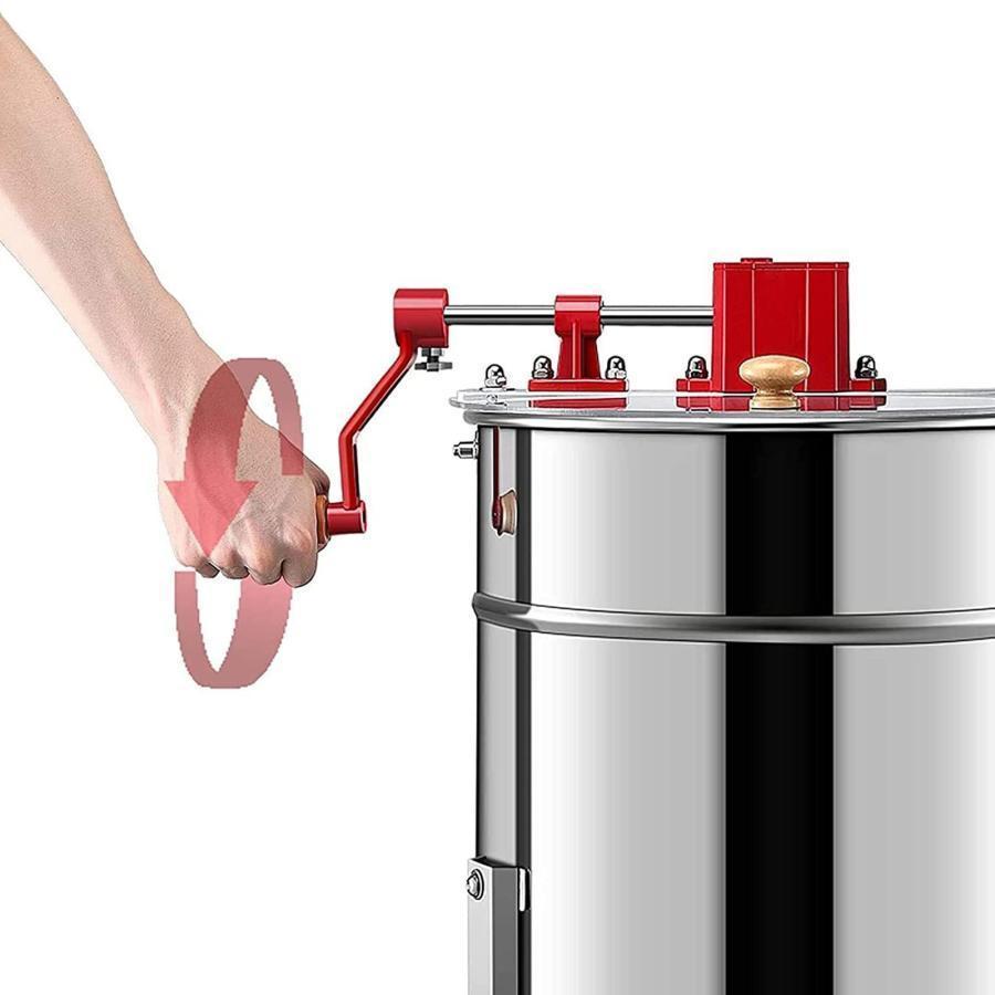 ステンレス鋼の蜂抽出器 手動蜂蜜抽出器セパレーター THKJ 2つの標準フレームを処理でき 愛好家や小さな養蜂家に最適 ガーデニングにおすすめ 使いやすいの画像