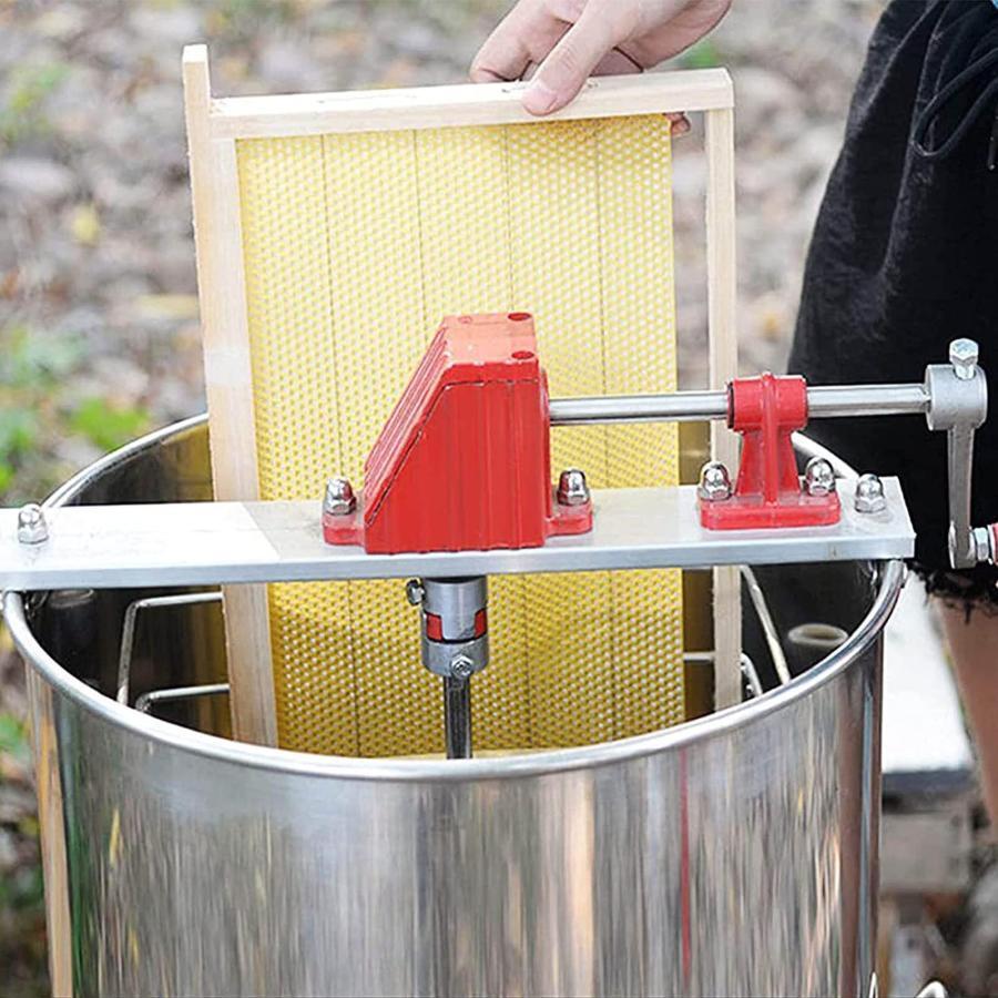 ステンレス鋼の蜂抽出器 手動蜂蜜抽出器セパレーター THKJ 2つの標準フレームを処理でき 愛好家や小さな養蜂家に最適 ガーデニングにおすすめ 使いやすいの画像