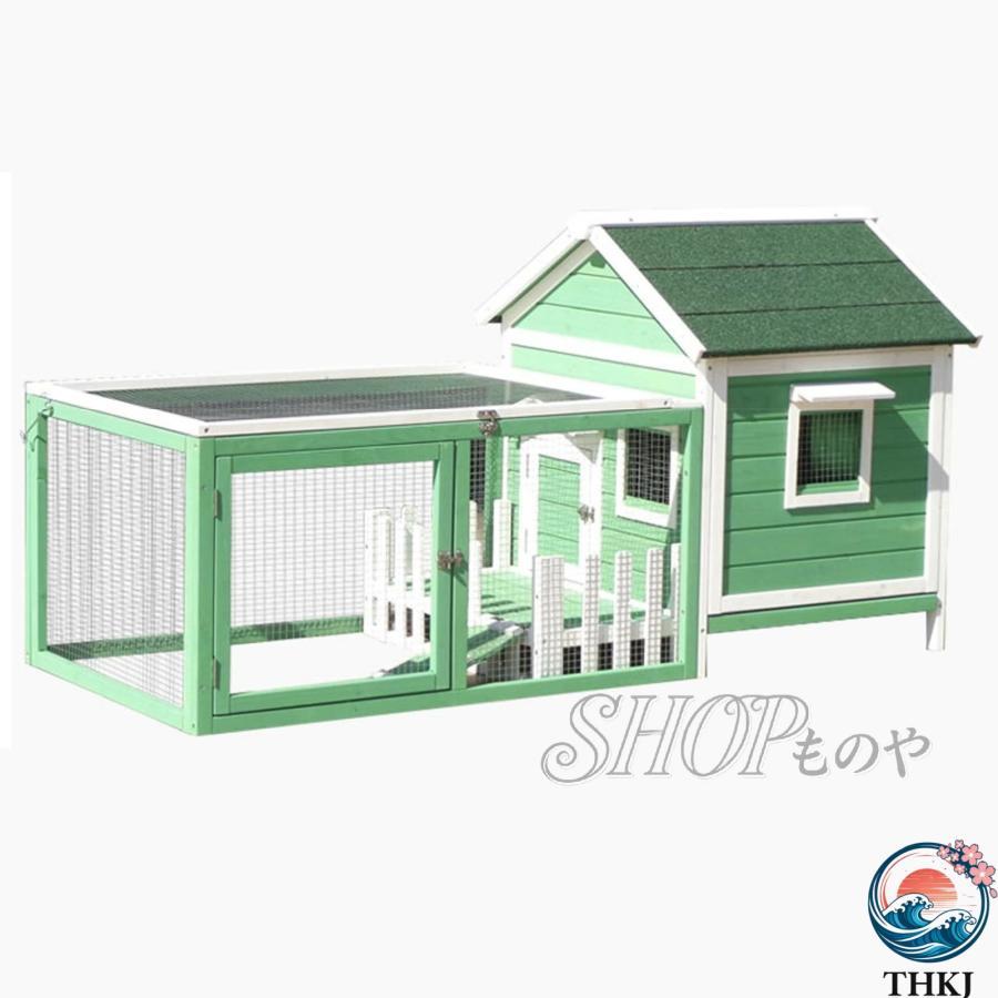 木製ウサギ小屋 耐候性屋根と傾斜路を備えた屋外鶏小屋 THKJ 小動物モルモットに最適な家禽ケージ 快適 使いやすい お手入れ簡単 おすすめ 注目アイテムの画像