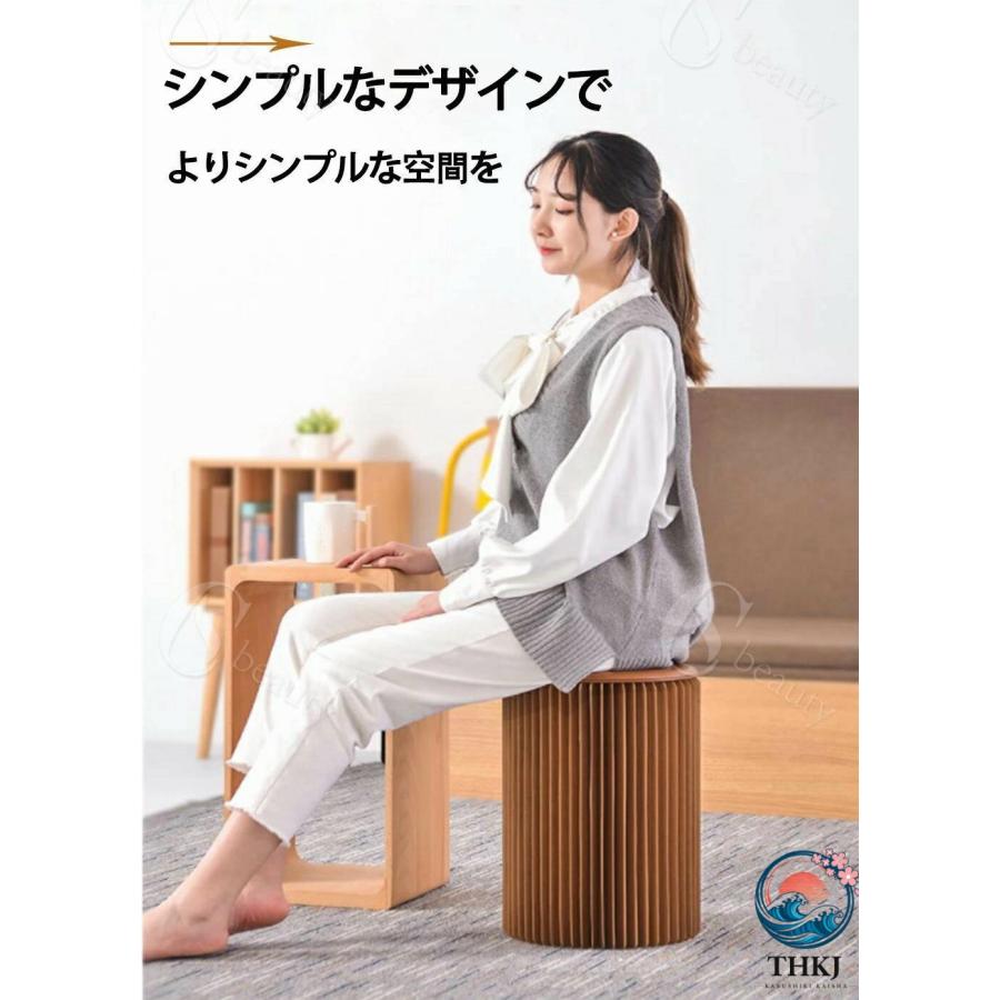 ペーパースツール 38cm 43cm スツール 折りたたみ 収納 コンパクト THKJ 折り畳み チェア イス ペーパーベンチ アコーディオンベンチ 北欧 丸型 持ち運び便利_3