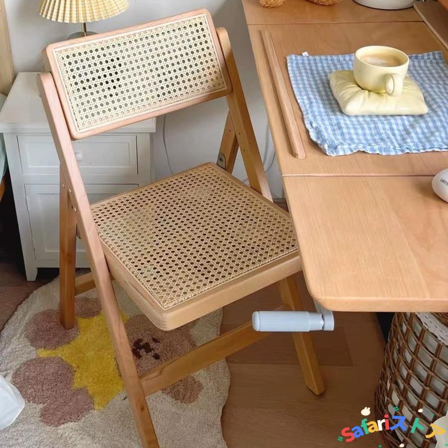 折りたたみ椅子 室内 完成品 家庭 オフィス用 学習椅子 THKJ おしゃれ 北欧 折りたたみチェア 無垢材 籐製 高さ83.5cm 持ち運び便利 使いやすい 人気_6