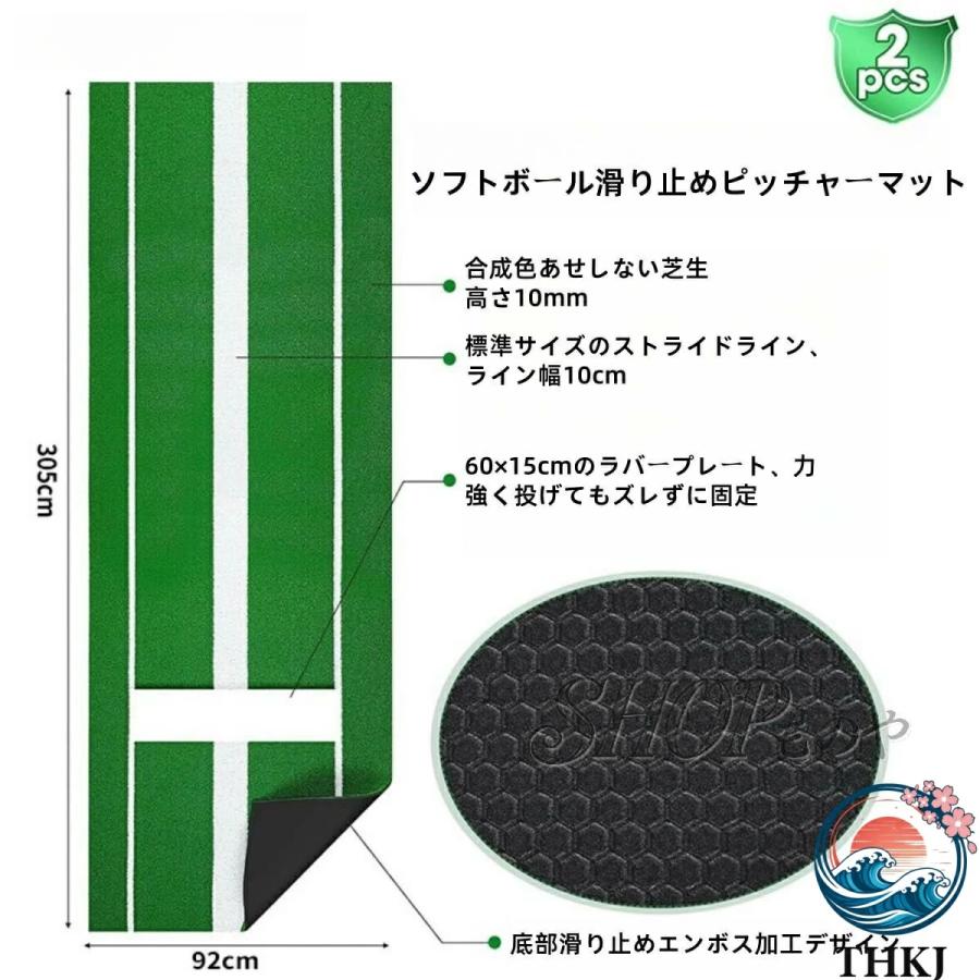 野球バッティングパッド 野球バッターマット 野球練習マット 高密度人工芝と5mmEVA滑り止めマット製 THKJ プロ野球用品 投球練習 持ち運びが簡単 室内 屋外の画像