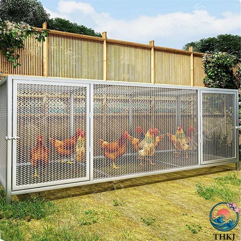中型 飼育ケージ ヒーター＆鍵付き　メッシュ蓋付き 鶏 ケージ 室内 屋外 ステンレス 大型角管高密度メッシュ うずら 鶏