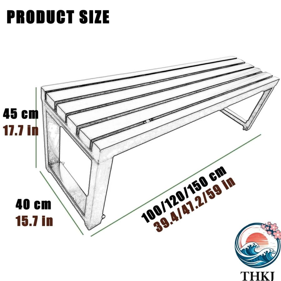 ガーデンベンチ 屋外用ベンチ 公園のベンチ 園芸用ベンチ 庭のベンチ THKJ 屋外用ベンチチェア 屋外ベンチ 背もたれなし 耐荷重約400kg 耐日光性 雨に強いの画像