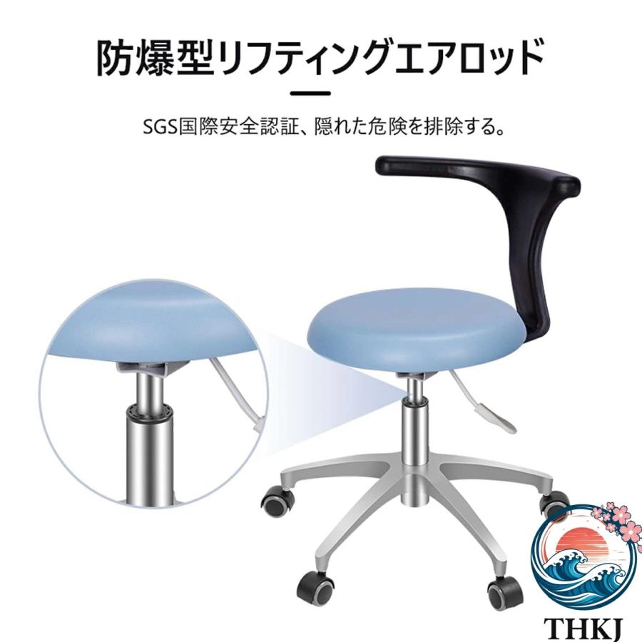 診察椅子 歯科医用回転椅子 背もたれ付き PUレザー 歯科医用チェア 360度回転 THKJ 人間工学に基づいたリフト 高さ調節可能 歯科用スツール マッサージの画像