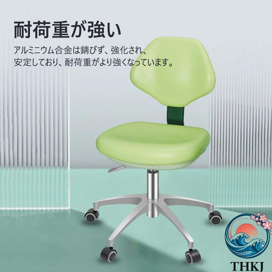 診察椅子 歯科医用回転椅子 背もたれ付き PUレザー 歯科医用チェア 360度回転 THKJ 人間工学に基づいたリフト 高さ調節可能 歯科用スツール マッサージの画像