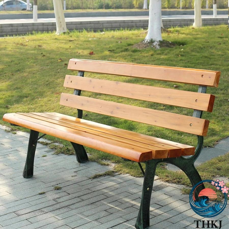 ガーデンベンチ 屋外 アウトドア ベンチ 屋外用ベンチ 縁台 THKJ 木製ベンチ 野外 パークベンチ 座れ 耐荷重約400kg 雨に強い 耐熱 耐日 持ち運び便利の画像