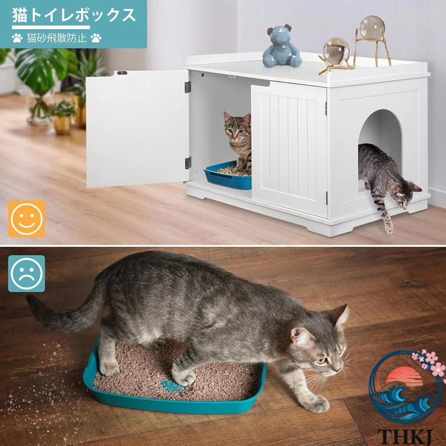 猫のベッドサイドキャビネット 猫砂ボックスカバー 猫のレスリングルーム THKJ 猫砂キャビネット 専用ベッドサイド 猫砂ハウス 収納キャビネット 無垢材 ペ_4