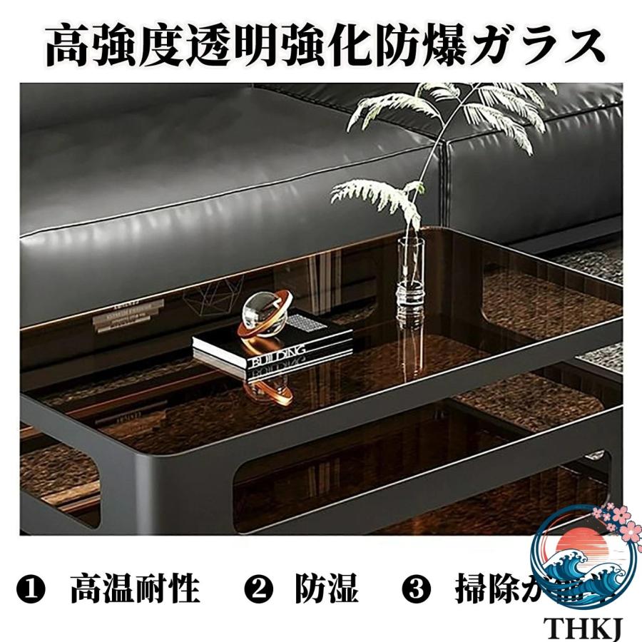ローテーブル コーヒーテーブル リビングテーブル ダイニングテーブル THKJ サイドテーブル リビングルーム 装飾照明が付属しています 強化ガラス 使いやすい_4
