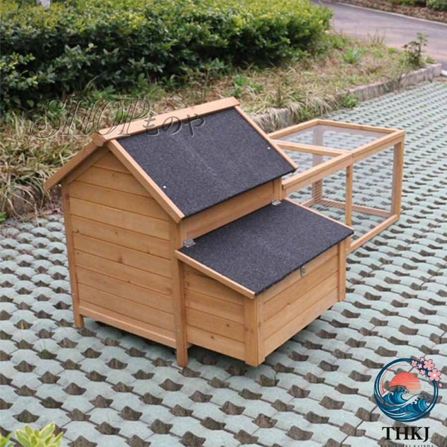 鶏小屋 屋外 大型 木製+亜鉛メッキ鋼製 鶏舎 鶏ペン 屋根付き 高耐久 庭用 農場用 THKJ 耐候性 防雨 防風性 家禽ケージ ウサギハッチ 七面鳥 アヒル ガチョウの画像