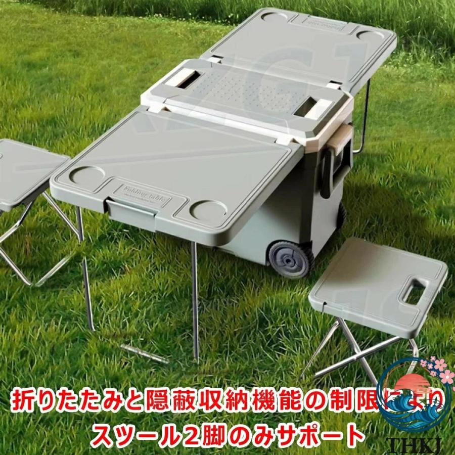 クーラーボックス 大型 折りたたみ テーブル 椅子2脚 48時間保冷 3時間保温 THKJ 多機能 ポータブル 食品グレード 冷蔵庫 ハンドル キャスター付き 氷の画像