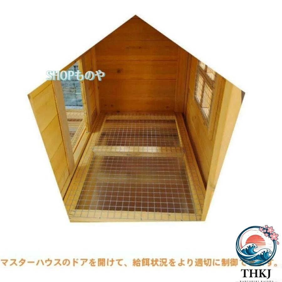鶏ケージ ウサギケージ アスファルト屋根付き 鶏小屋 直射日光や雨にも強い THKJ トイレトレー付き 兎小屋 上部に天窓とマルチドア設計 お手入れが簡単の画像