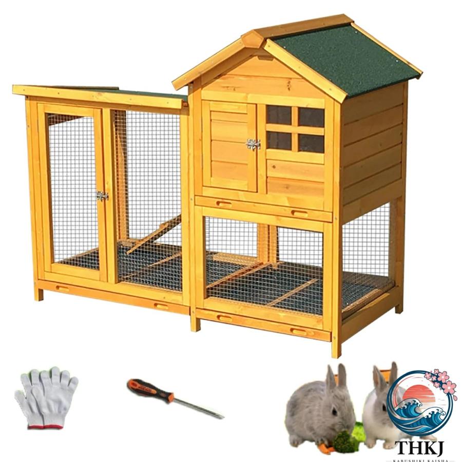 ウサギケージ うさぎケージ ウサギ小屋 屋外木製鶏小屋 耐候性 大型 鶏かご THKJ 6羽の鶏用の大きな鶏小屋防雨 組み立て簡単複数のドア付き トレー付きの画像