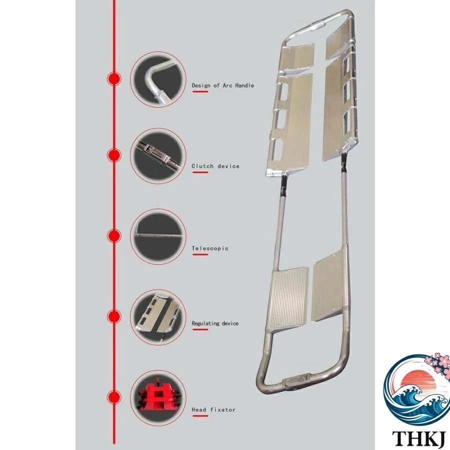 医療用緊急ストレッチャー アルミニウム合金伸縮式脊椎ボードストレッチャー固定キット THKJ 軽量スクープタイプの患者移送 使いやすい おすすめ 人気の画像