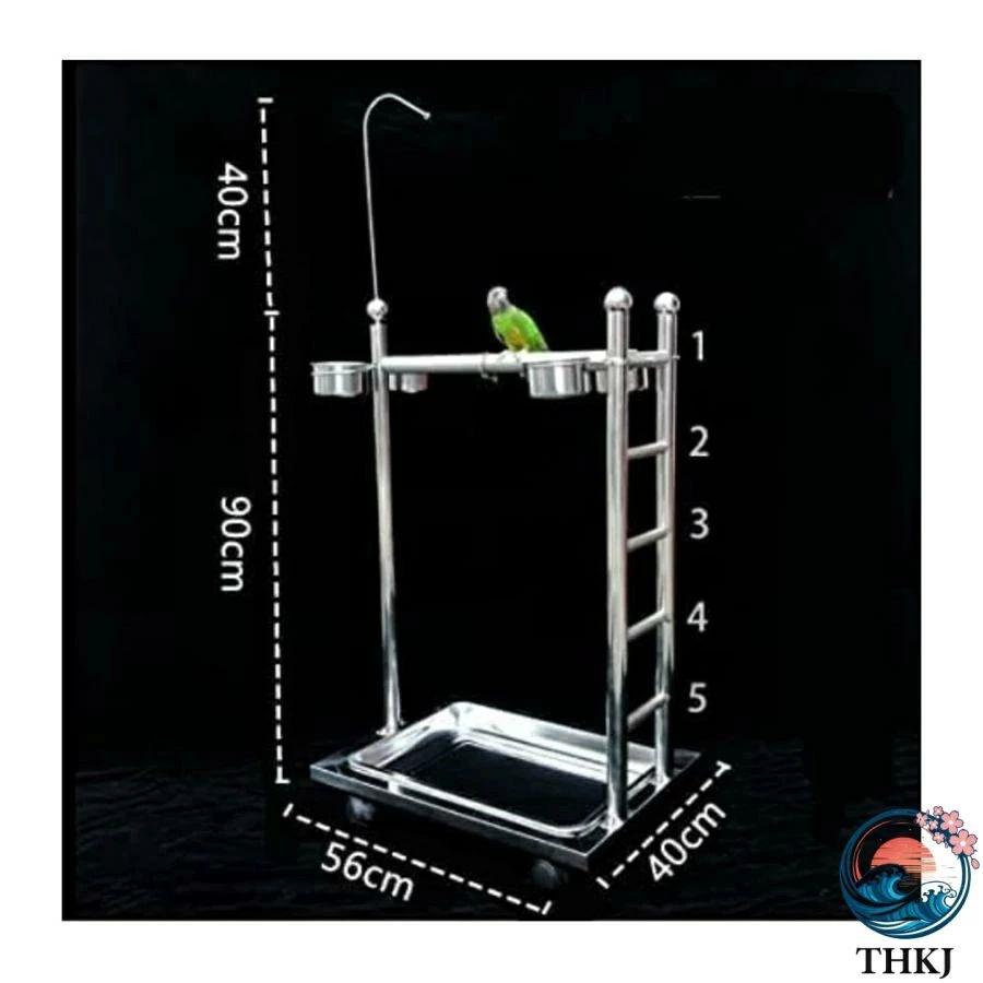 オウムスタンド バードラック 鳥プレイスタンド バードケージ THKJ ステンレススチール キャスター付き 噛まれ対策 遊び場 止まり木 快適 使いやすいの画像