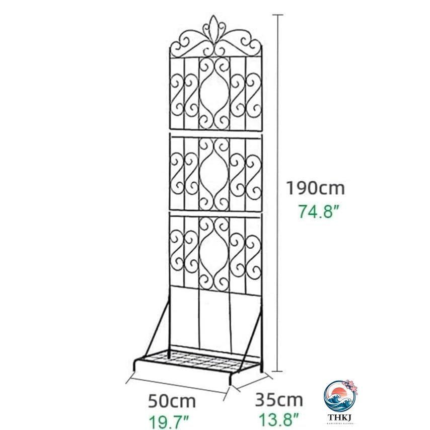 ベース付きメタルガーデントレリス 屋外 屋内のつる植物用のスクリーンスタイルの棚 THKJ フラワーローズクライミング用の大きな庭のつる植物ホルダー_2