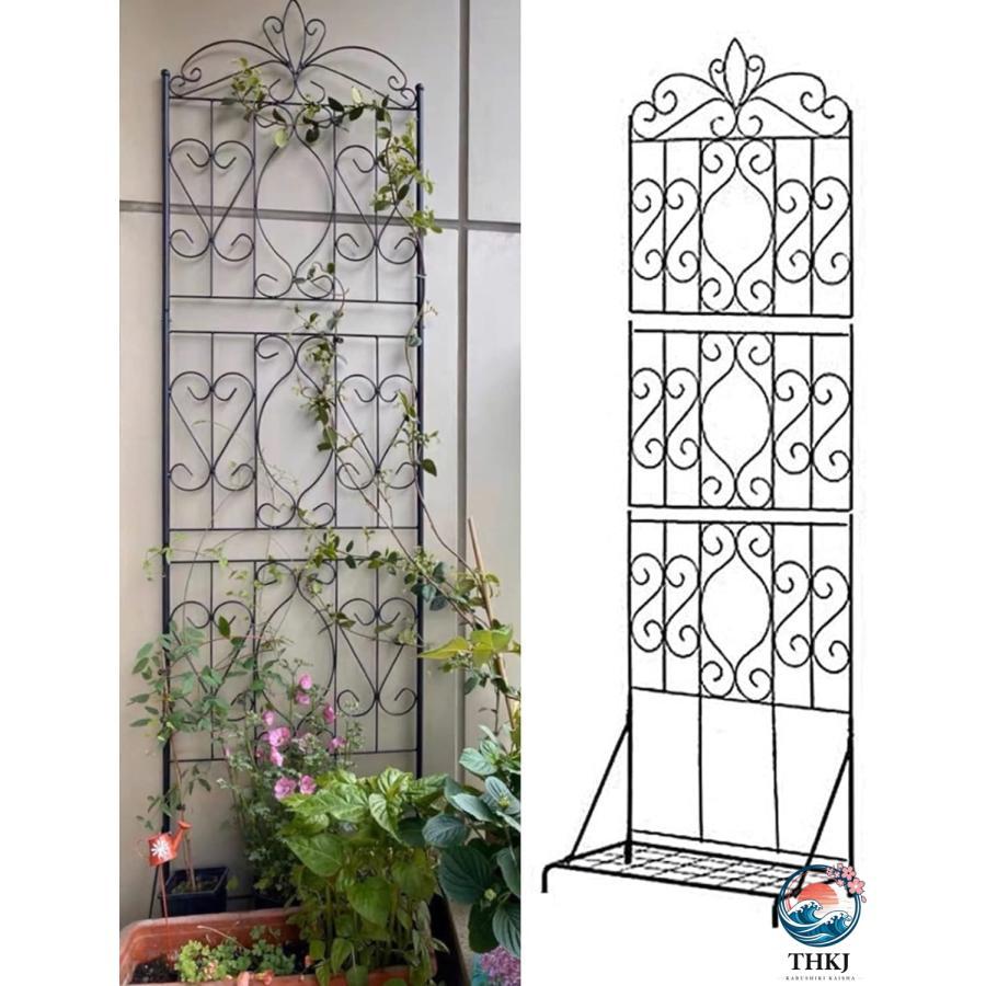 ベース付きメタルガーデントレリス 屋外 屋内のつる植物用のスクリーンスタイルの棚 THKJ フラワーローズクライミング用の大きな庭のつる植物ホルダー_4
