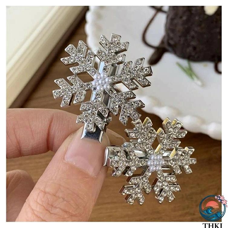 髪飾り 雪花 雪の華 雪の結晶ヘアクリップ6個セット 前髪クリップ