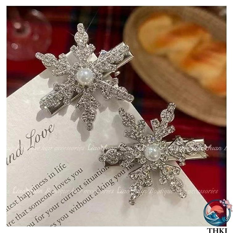 髪飾り 雪花 雪の華 雪の結晶ヘアクリップ6個セット 前髪クリップ