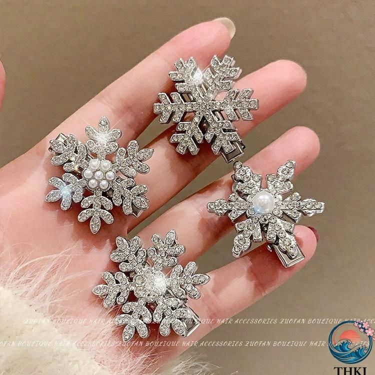 髪飾り 雪花 雪の華 雪の結晶ヘアクリップ6個セット 前髪クリップ