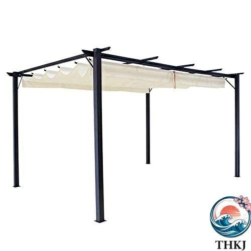 デッキパティオ裏庭用アルミキャノピーパーゴラ THKJ 屋外防水格納式パーゴラ 3×4m ガーデニングにおすすめ 使いやすい 便利 人気 注目アイテム 定番の画像