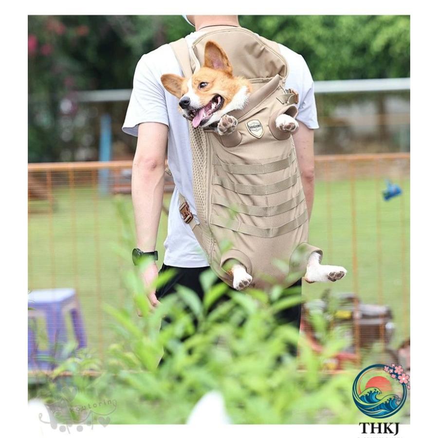 ペットバッグ 抱っこバック 抱っこ紐 おんぶひも 犬用 ペットキャリー 厚地 THKJ リュック型 通気性抜群 アウトドア 旅行 調整可能 中型犬 大型犬 おすすめの画像