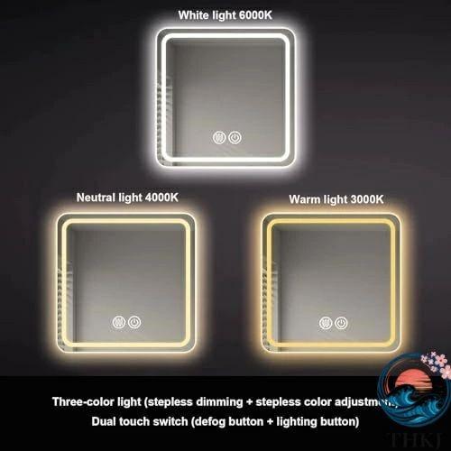 【ほぼ新品】LED 浴室ミラー 女優ミラー 壁掛け鏡 防水 照明付き 楕円形 浴室鏡 四角 LEDミラー 壁掛け鏡 照明付き ウォールミラー 壁式 鏡