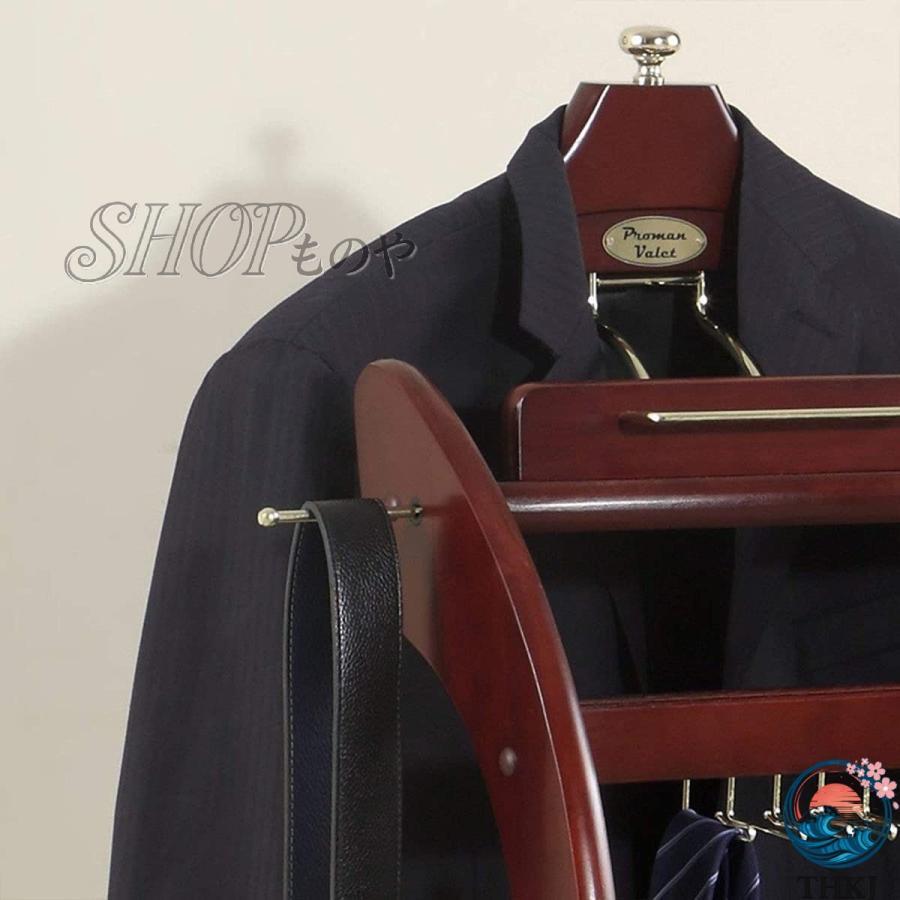 ハンガーラック スーツバレットスタンド ワードローブ 10フックに 木製バレットスタンド THKJ 小物置き 洋服収納 シャツやスーツジャケット用のハンガー_2