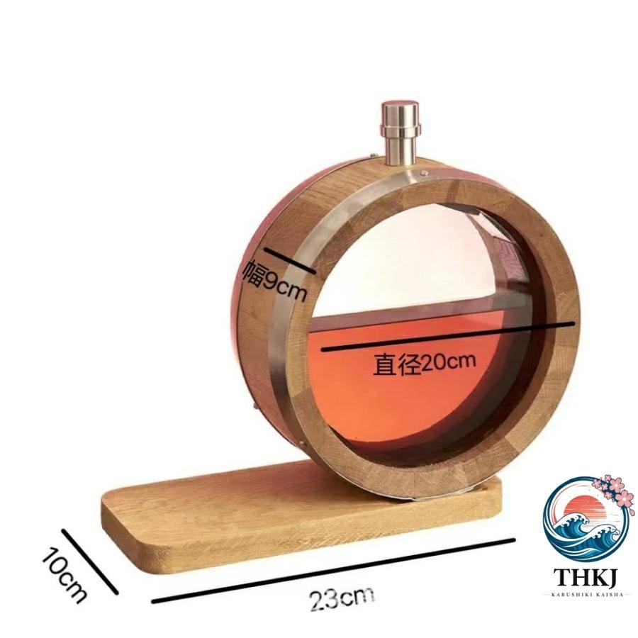 木製ワイン樽 木製オーク樽 ミニ樽 観察用の透明ガラス THKJ 木製の貯蔵容器 ワイン樽 ウイスキー熟成樽 おしゃれ 空間になじむ おすすめ 注目アイテムの画像