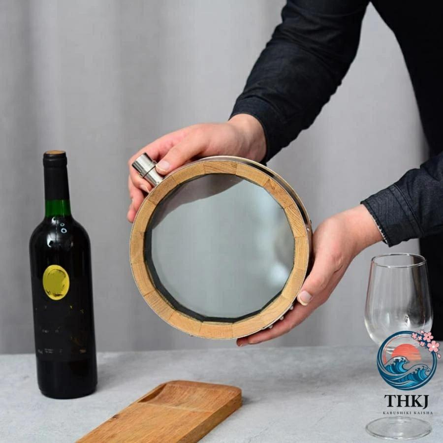 木製ワイン樽 木製オーク樽 ミニ樽 観察用の透明ガラス THKJ 木製の貯蔵容器 ワイン樽 ウイスキー熟成樽 おしゃれ 空間になじむ おすすめ 注目アイテムの画像