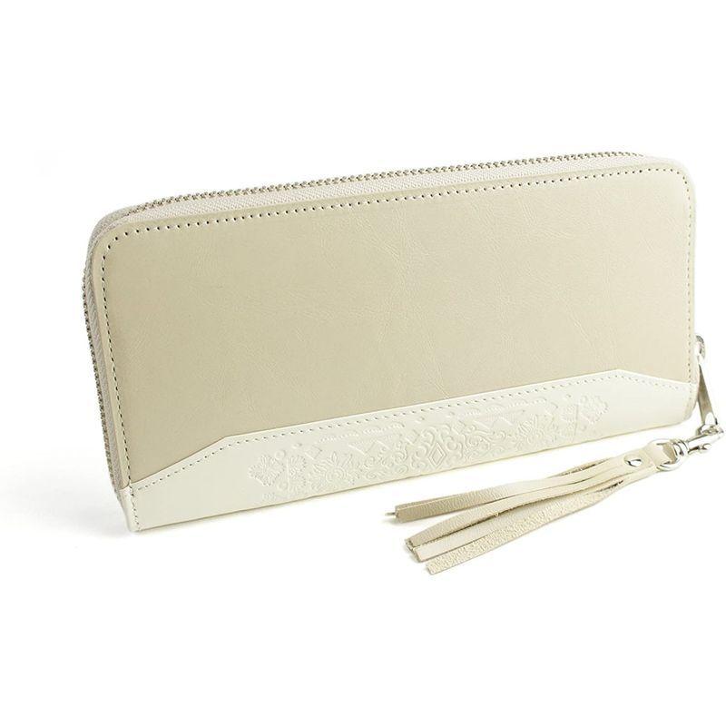 パッカパッカ pacca pacca 日本製 本革 長財布 ラウンドファスナー アラベスク 馬革 牛革 (ホワイトベージュ) ウェア&シュー pacca 日本製 本革 長財布 ラウンドファスナー アラベスク 馬革 牛革 ホワイトベージュ ウェア&シュー