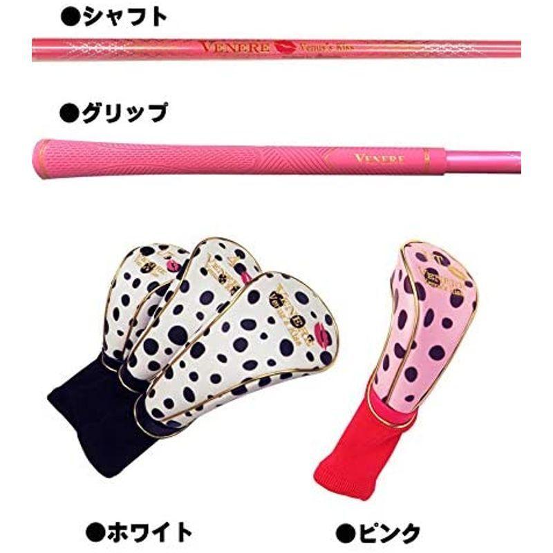 ヴェネレ×シェルブル レディース クラブセット 7本（1W，4W，UT，#7，#9，SW，PT） (ヘッドカバーホワイト) 1W，4W，UT，#7，#9，SW，PT レディース クラブセット 7本 ヘッドカバーホワイト 　