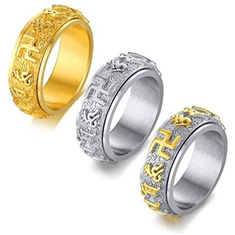 開店祝い メンズアクセサリー Aiks ジュエリー 人気ブランド 指輪 チタン メンズ シルバー まんじ 万字紋 マントラ メンズリング26号 ハワイアン Www Threeriversofs Com