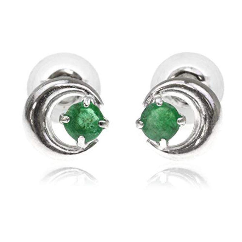 nadi PT900 エメラルド 3mm プラチナ スタッド 三日月 ピアス
