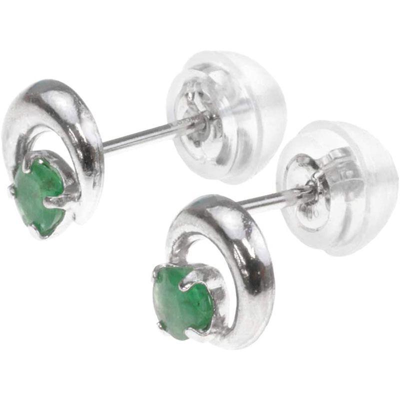 nadi PT900 エメラルド 3mm プラチナ スタッド 三日月 ピアス PT900 エメラルド 3mm プラチナ スタッド 三日月 ピアス