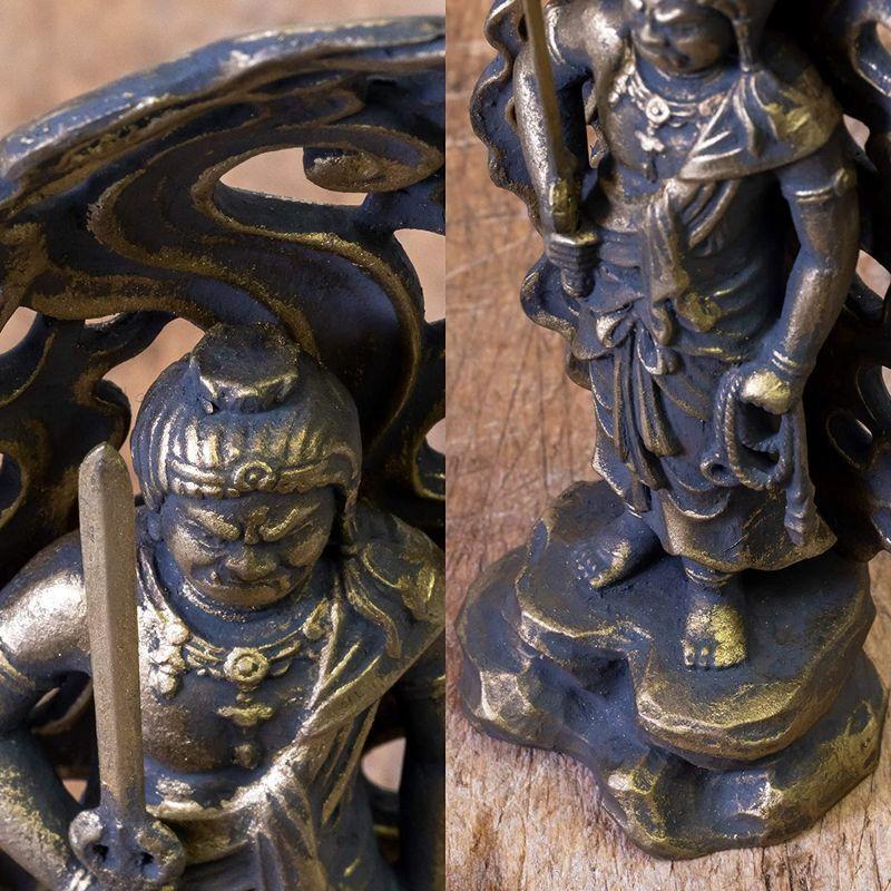 扇屋】大仏師 松久宗琳「不動明王」共箱 高さ 約15.5cm 幅 約10cm×約