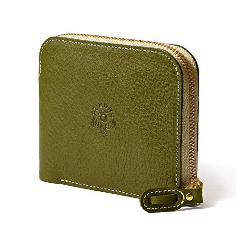 HUKURO 二つ折り 大きく開く小さな 財布 メンズ レディース 革 本革 日本製 グリーン