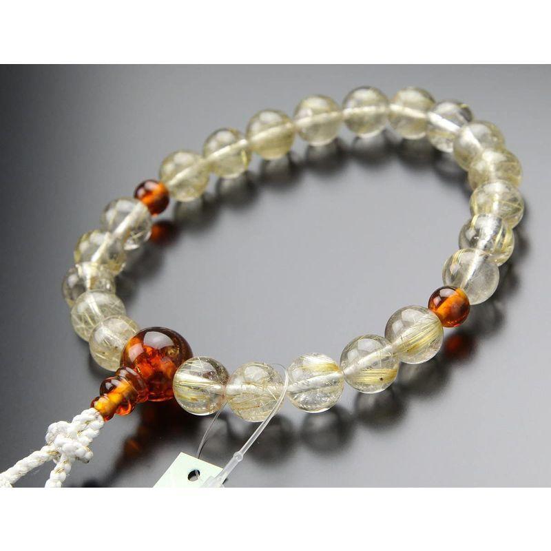 さくらショップ念珠ドットコム 数珠 男性用 22玉 ルチルクォーツ 琥珀