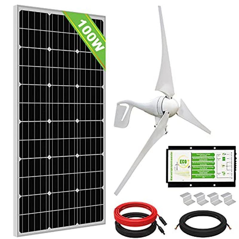 ECO-WORTHY　12V　24V　ソーラー発電　12V　100　Wソーラーパネル　コネクター配線　MC4　風力発電　400　W風力発電機