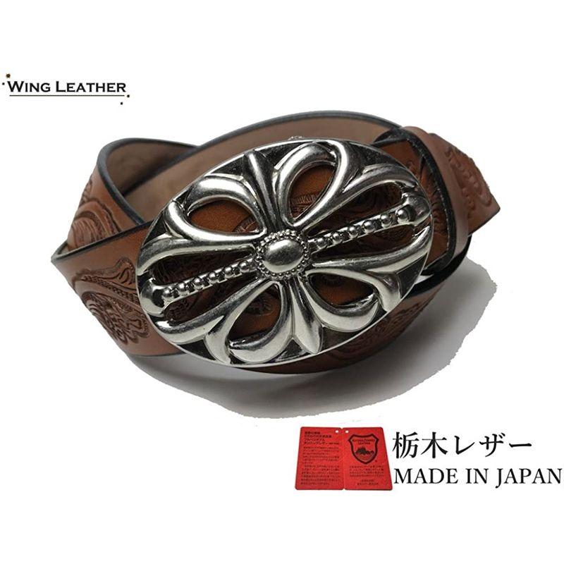 WING LEATHER 栃木レザーベルト 濃茶色 ロングサイズ 本革 牛革 メンズ 国産 クラフト カジュアル 40mm W021DB-L