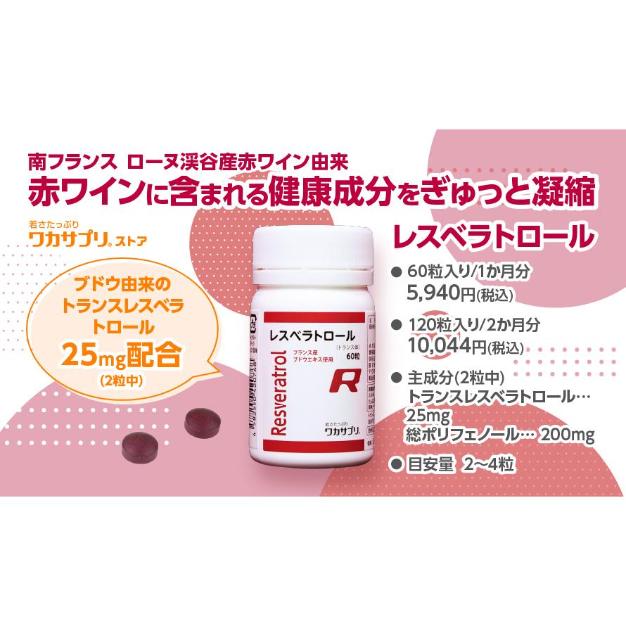 ワカサプリ ワカサプリ レスベラトロール 120粒 : 和漢さくら健