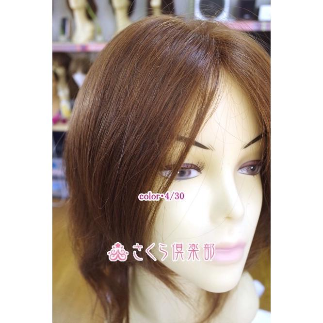 女性用 レディースフルウィッグ 人毛ミックス 総手植え 自然 ボブ ミディアム レイヤー セミロング 医療用 ウィッグ  かつら 軽い 分け目自由hm11の画像