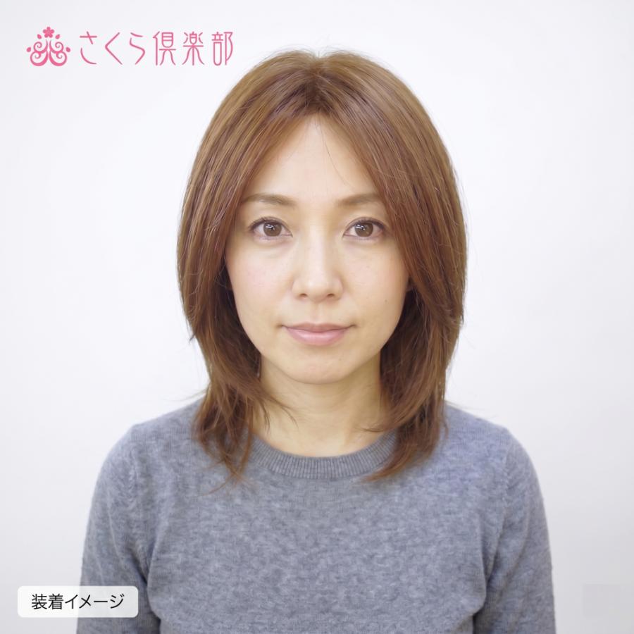 女性用 レディースフルウィッグ 人毛ミックス 総手植え 自然 ボブ ミディアム レイヤー セミロング 医療用 ウィッグ  かつら 軽い 分け目自由hm11の画像