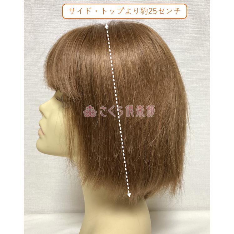 女性用 レディースフルウィッグ 人毛ミックス 総手植え 医療用 ウィッグ 自然 ショート ボブ かつら 軽い 軽量 分け目自由 さくら倶楽部 hm12の画像