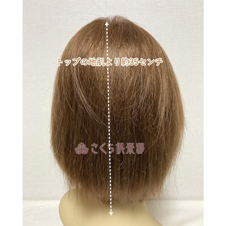 女性用 レディースフルウィッグ 人毛ミックス 総手植え 医療用 ウィッグ 自然 ショート ボブ かつら 軽い 軽量 分け目自由 さくら倶楽部 hm12の画像