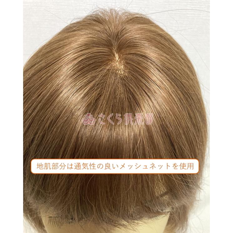 女性用 レディースフルウィッグ 人毛ミックス 総手植え 医療用 ウィッグ 自然 ショート ボブ かつら 軽い 軽量 分け目自由 さくら倶楽部 hm12の画像